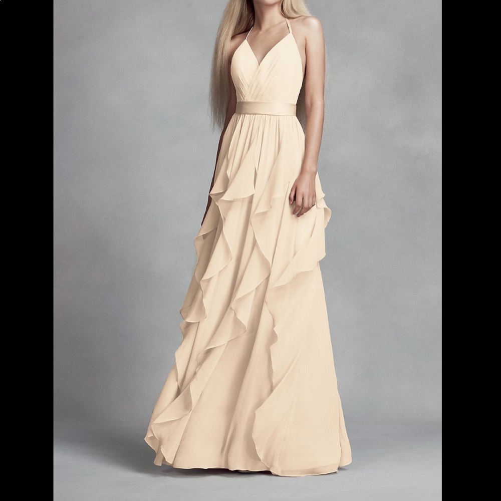 Vera Wang Chiffon Bridesmaid Dress with Cascading Skirt